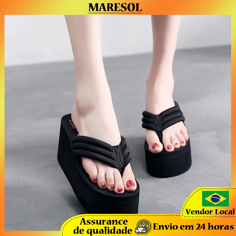 MARESOL chinelos femininos verão moda exterior plataforma de sola grossa salto cunha antiderrapante sapatos de praia san