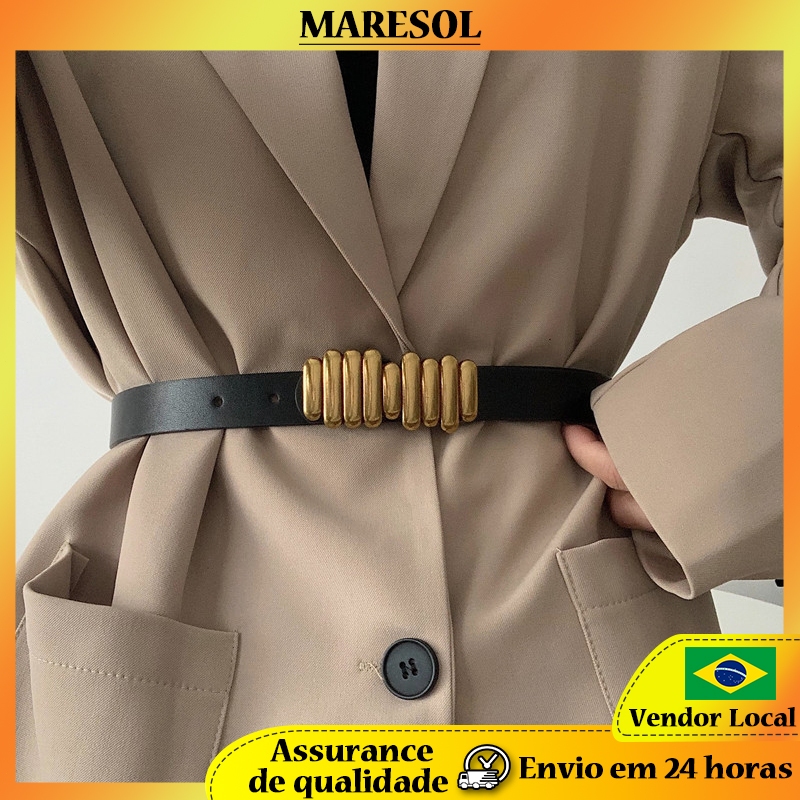 MARESOL Terno Cinto Feminino All-Match Decorativo Combinando Camisa Casaco Cinto Retro Moda Cinto Preto