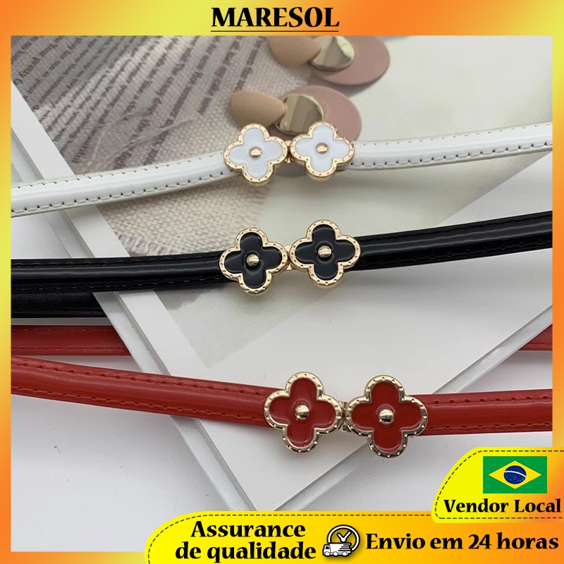 MARESOL Cinto fino ajustável feminino vestido decorativo camisa terno All-Match óleo gotejamento couro brilhante cinto p