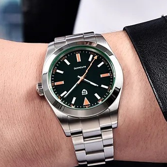 Moda clássica de alta qualidade 904L aço inoxidável série relâmpago relógio mecânico totalmente automático masculino