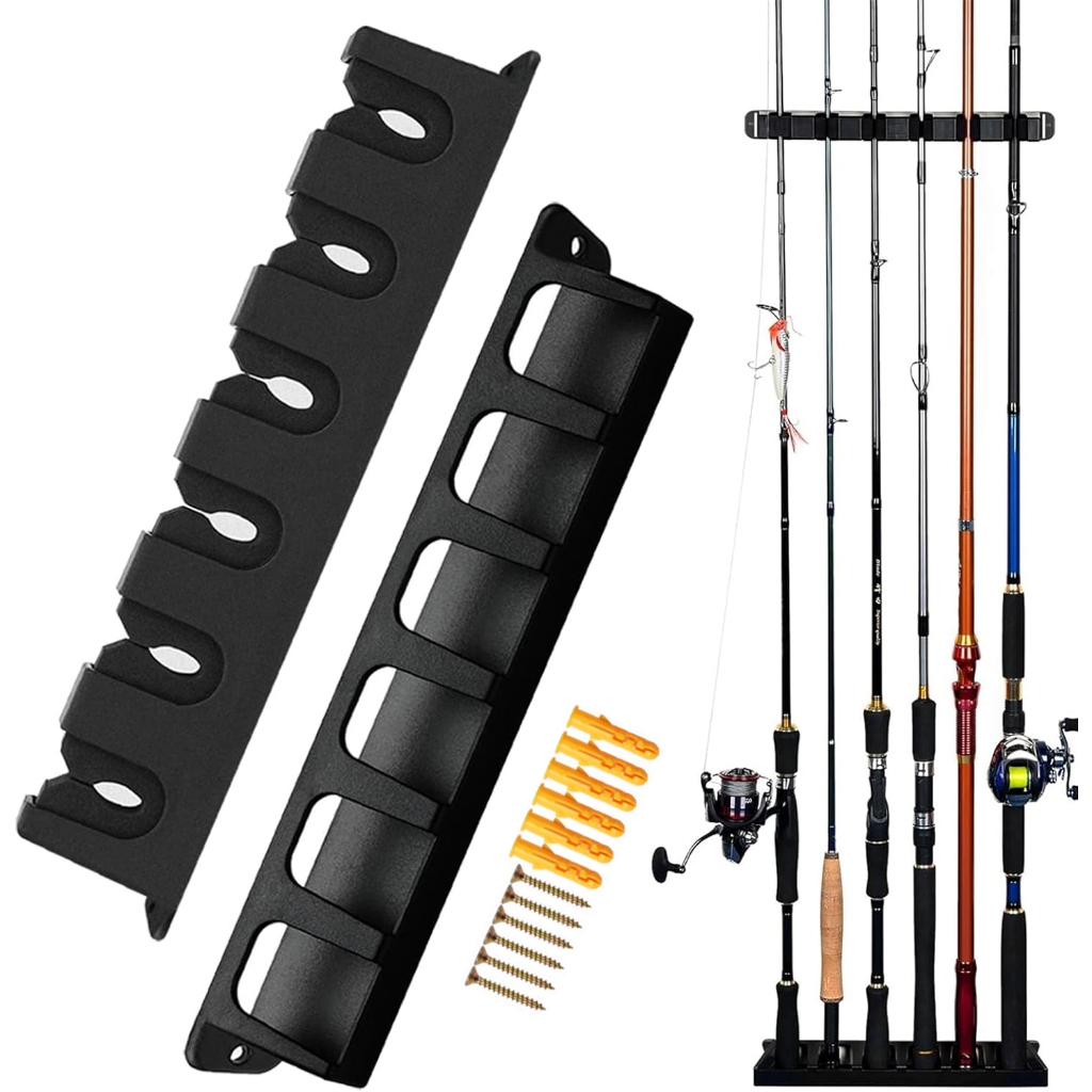 Suporte Vara Para Pesca Expositor De Parede 6 Varas com Parafusos