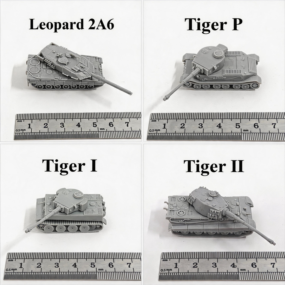 Modelo De Mini Tanque Em Escala 1/144 , Impresso 3D , Resina , Pintável , Tanques De Batalha Principais Alemães WWII , P