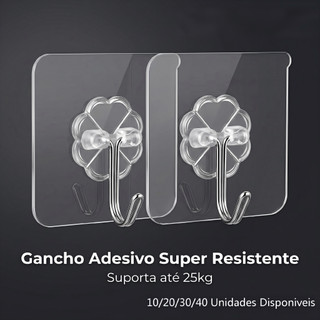 Kit 10/20/30/40 Ganchos Adesivos Universais com Acabamento Metálico Força e Elegância para Sua Casa
