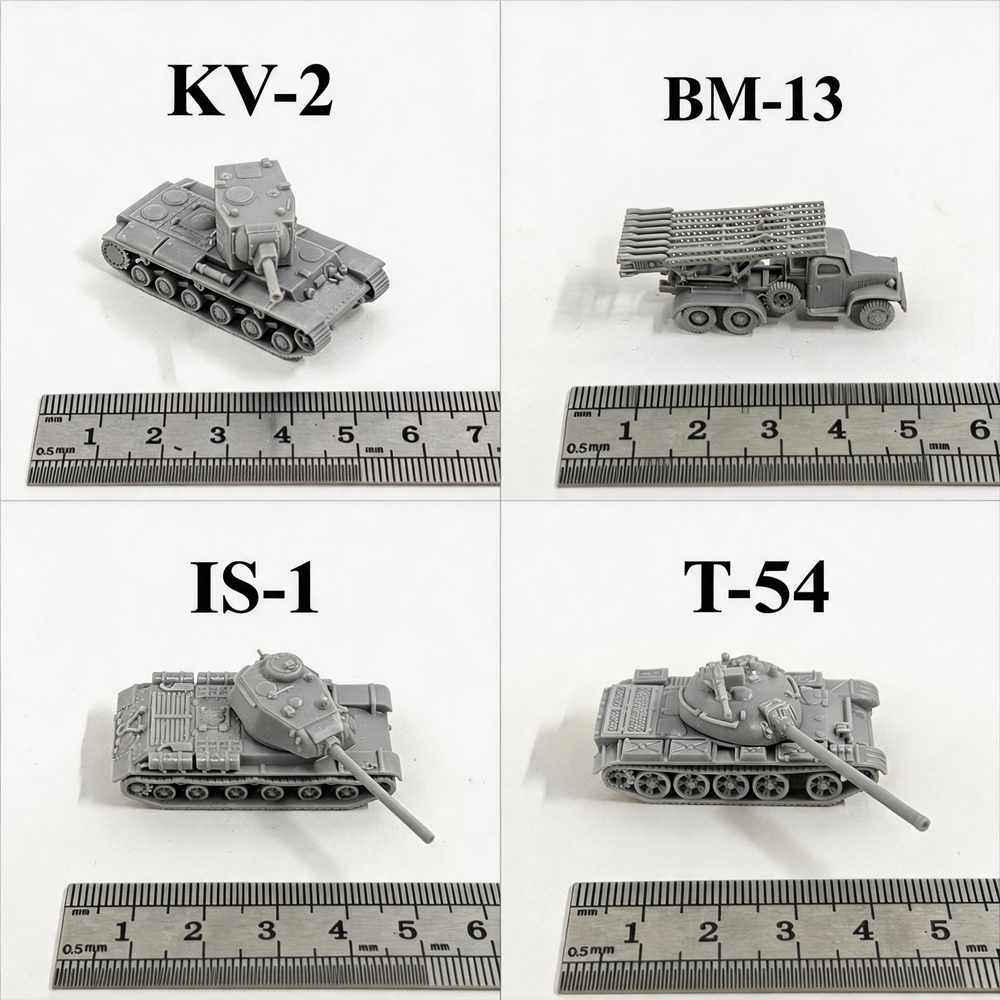 Modelo De Mini Tanque Em Escala 1/144 , Impresso 3D , Resina , Pintável , Tanques De Batalha Principais Soviéticos WWII 