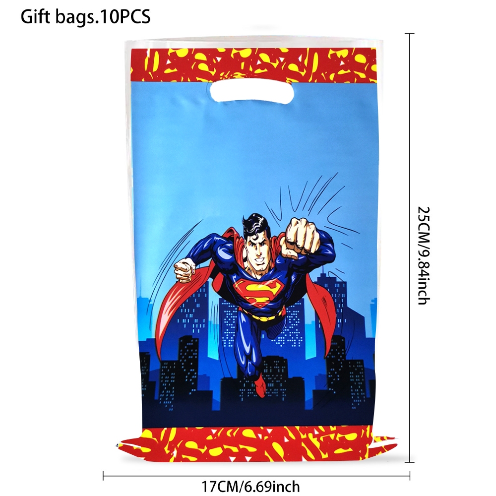 10-30 Unidades De Sacos Para Lembrancinhas De Festa Do Superman 1725 Cm , De Saque De Plástico Horizonte Da Cidade De Su