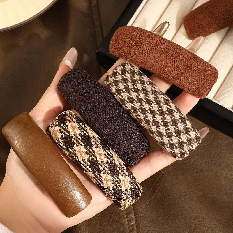 Merad Houndstooth Grampo de cabelo feminino franja lateral clipe retrô elegante cabelo quebrado bb clipe cocar