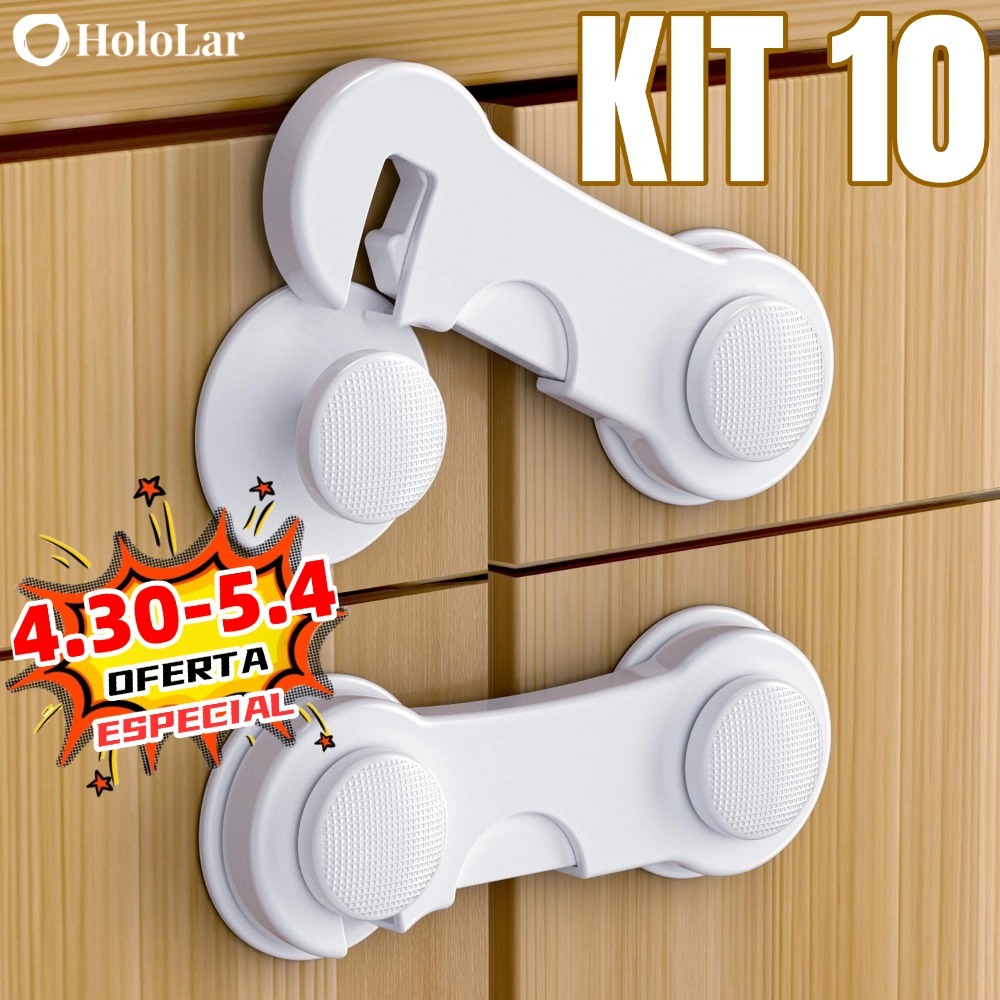 Kit 10 Travas Para Gaveta Porta Armário Segurança Bebê - Opção de cores HL