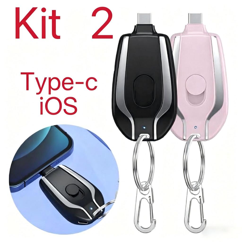 KIT 2 Carregador De Chaveiro Portátil 1500mAh Mini Bateria Ultracompacto De Carregamento Rápido