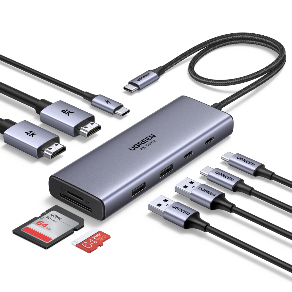 UGREEN HUB 9 Em 1 Dual 4K @ 60Hz Display 5Gbps Transferência De Dados Compatibilidade Universal