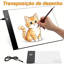Mesa Para Transposição Desenho Profissional De Luz Led A4 Portátil Com Cabo usb 3 Tons Branco