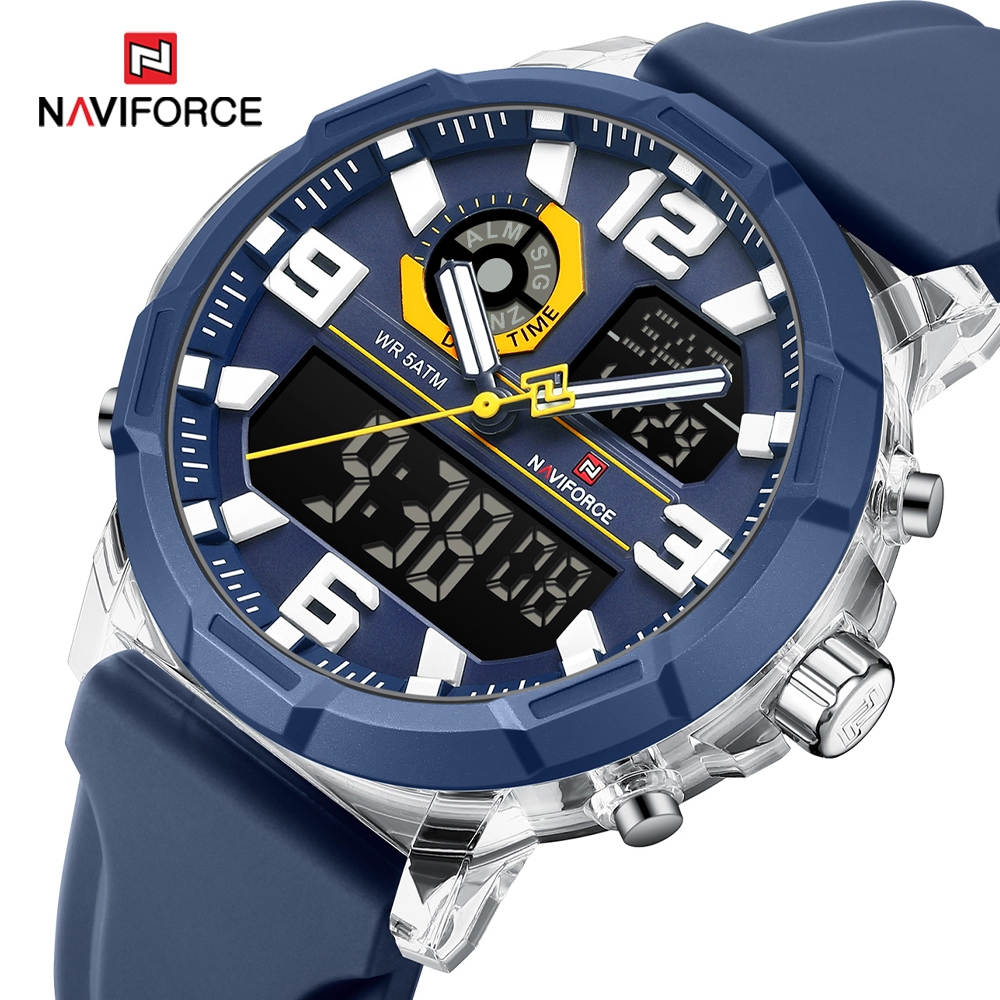 NAVIFORCE Relógios Esportivos Cronógrafos De Luxo Masculinos À Prova D'água Relógio Digital Com Pulseira De Aço Inoxidáv