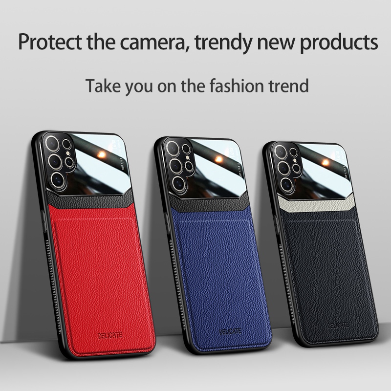 Lente 3D Protege Capa De Couro De Luxo Para Samsung Galaxy S26 S25 S24 S23 S22 S21 Ultra Plus FE
