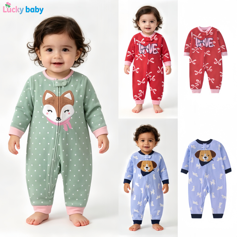 Lucky Baby Roupa Infantil Unissex Fleece Confortável Casual Manga Longa Outono Inverno