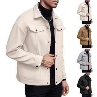Jaqueta Masculina De Lã Outono Inverno Casual Negócios Casaco Curto Tendência