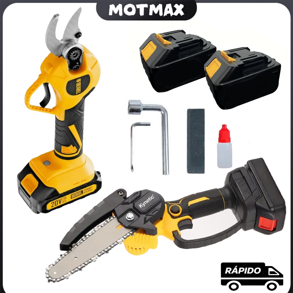 Motosserra Tesoura A Bateria 12 Polegadas 2000w Poda Arvore Brushless 2 Baterias 21v Serra Elétrica