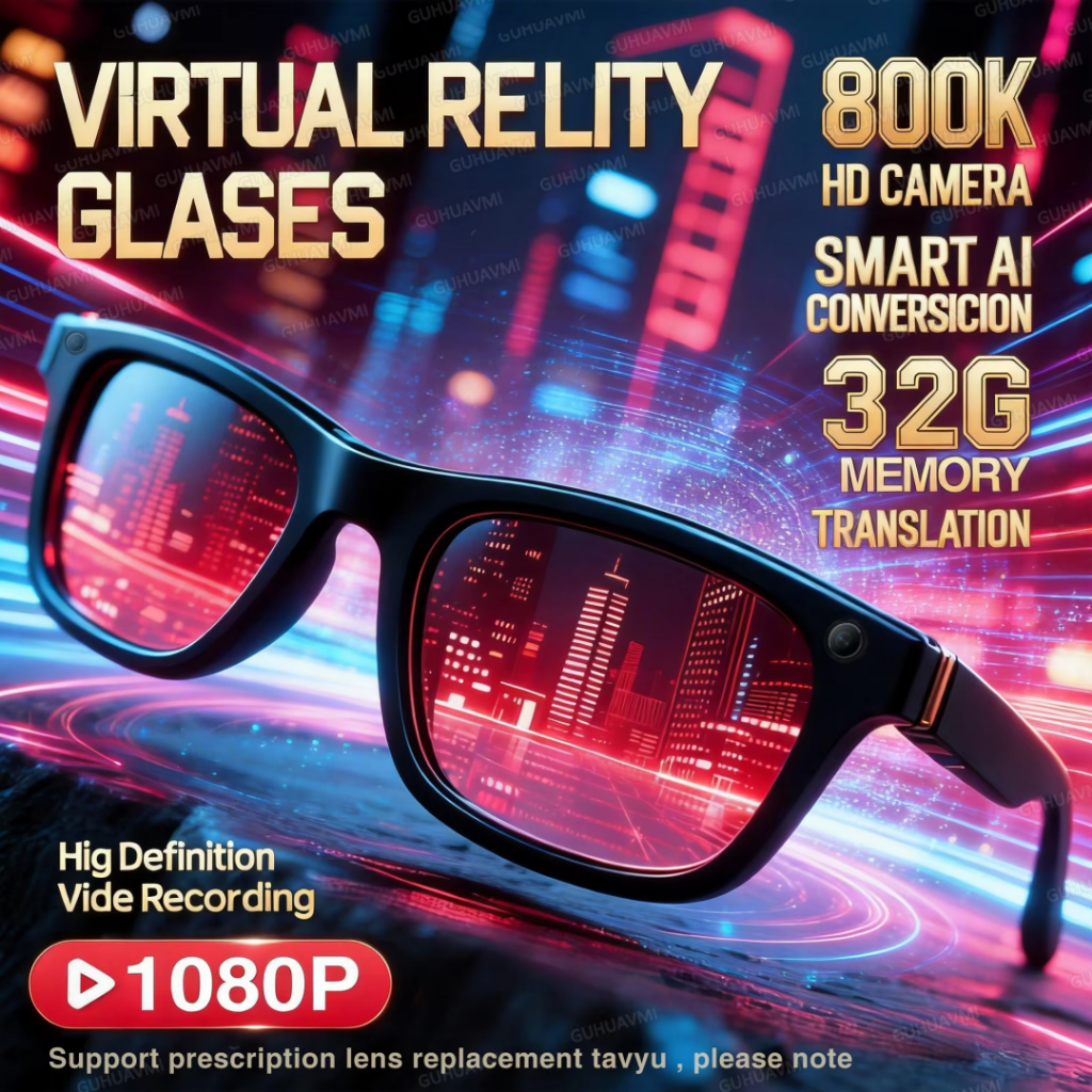 2026 Novos Óculos Inteligentes AI 1080P HD Câmera De Gravação De Vídeo ChatGPT Chamada Bluetooth 32GB ROM Tradução Lingu