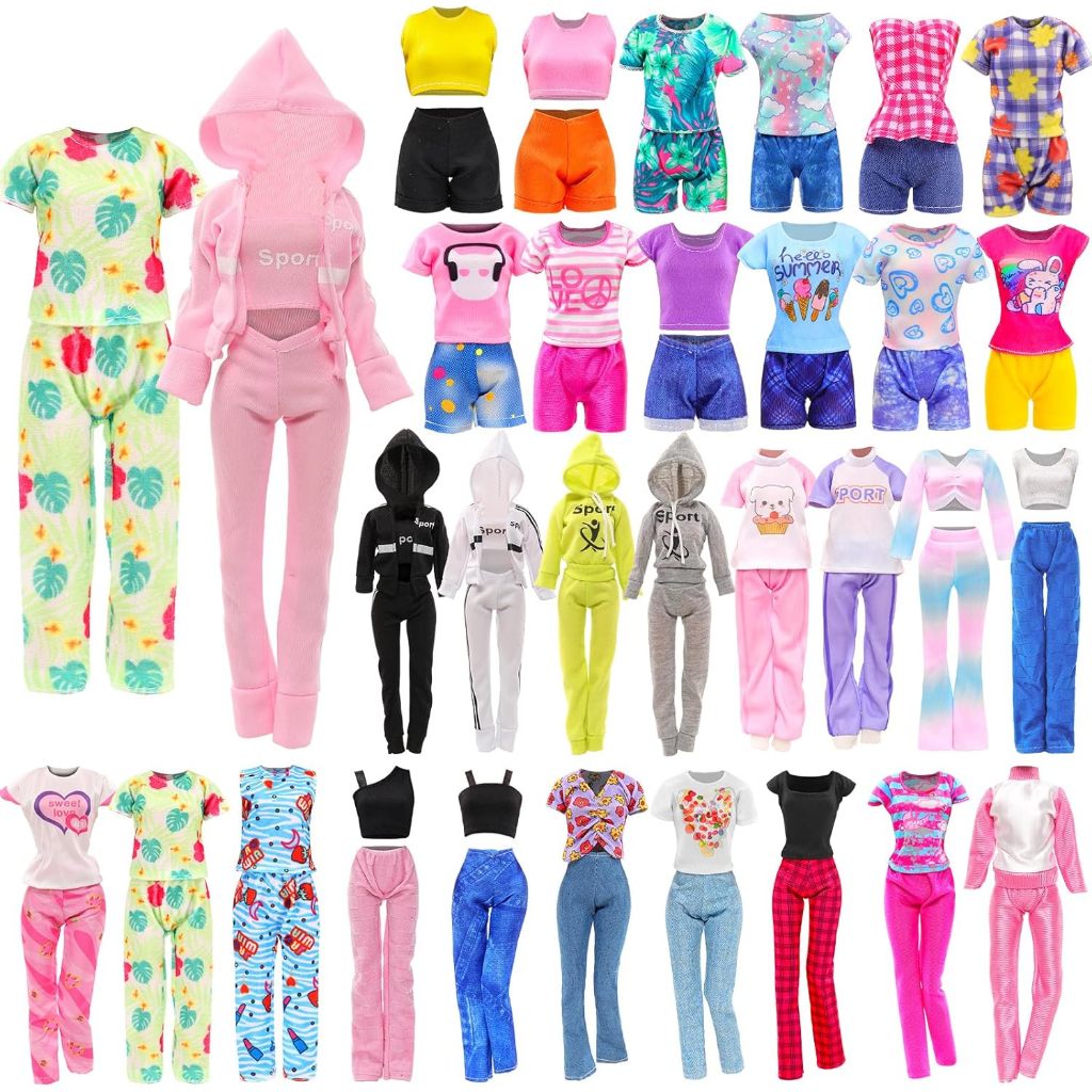 10 Conjuntos De Roupas De Boneca Com Capuz Terno Esportivo Casuais Tops E Calças Pijamas Para Bonecas De Meninas De 11.5