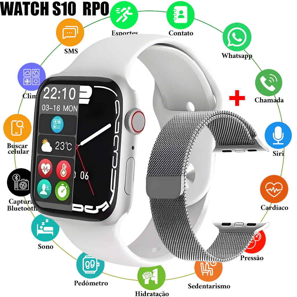 2026 Smartwatch S10 MINI Série 10 38MM/45MM Unissex- Esportivo Chamadas Bluetooth Com Calculadora Envio de São Paulo