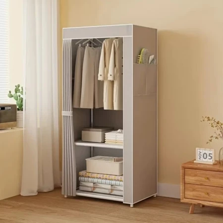 Detalhes do Guarda-Roupa Portátil Dobrável Pequeno, Fácil de Montar Sem Ferramentas para Armazenamento de Roupas e Acessórios