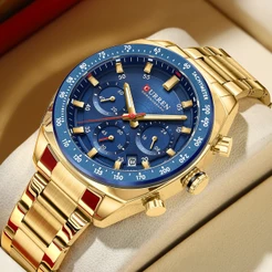 Novo CURREN Relógio Masculino Feminino Genuíno Multifuncional Cronógrafo Luminoso Mãos Data Moda Avant-Garde Business Pe