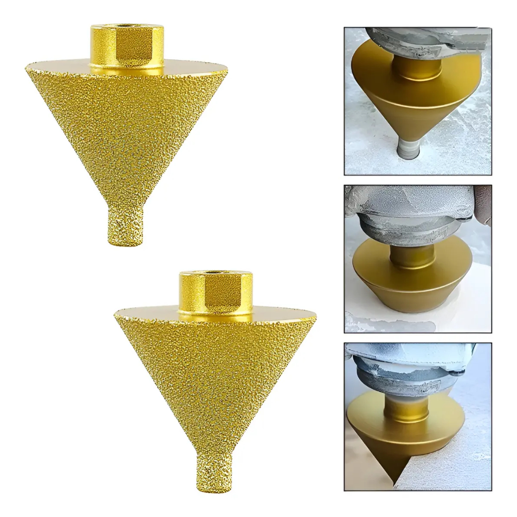 2 Pcs Broca Cônica Chanfro Diamante M14 50mm