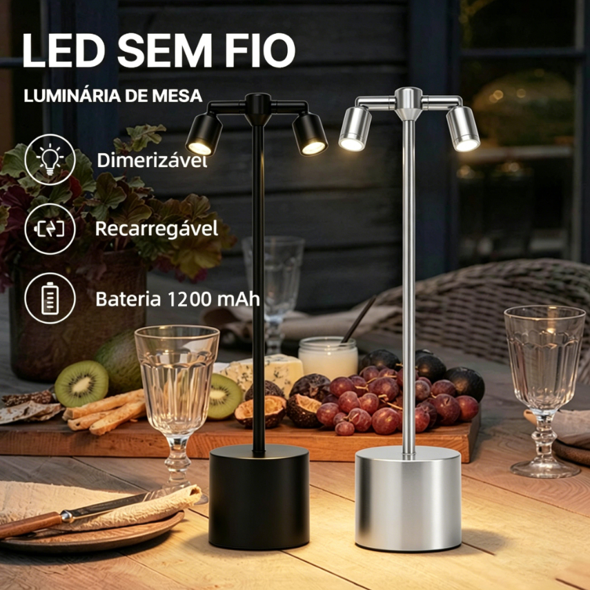 Luminária De Mesa Led Touch Recarregável Sem Fio Para Sala Quarto Restaurante