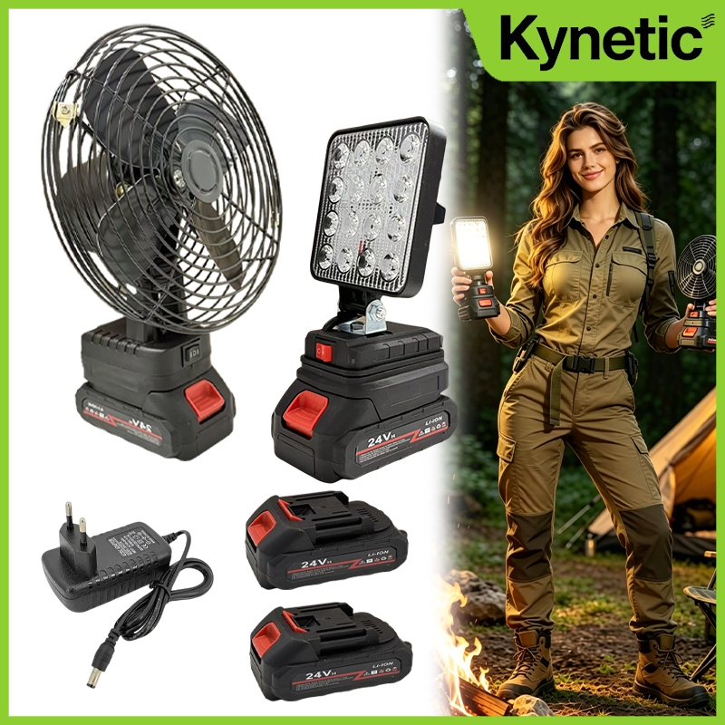 Ventilador Portátil De 8'+ Luz LED De 4 , Inclui Bateria Recarregável