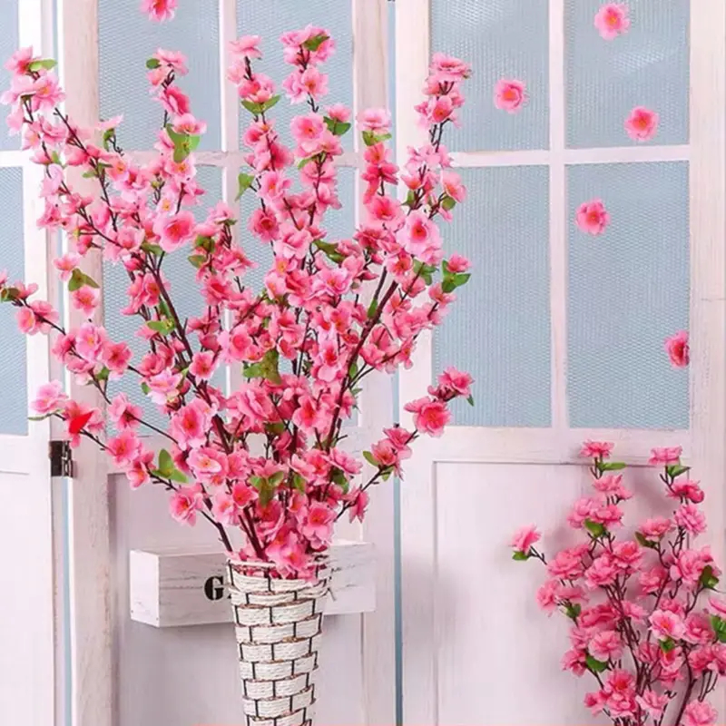 Kit 10 Buquê De Flores De Cerejeira Artificial , Flor Pêssego ROSA,  65cm Para Decoração Casamento Estilo oriental