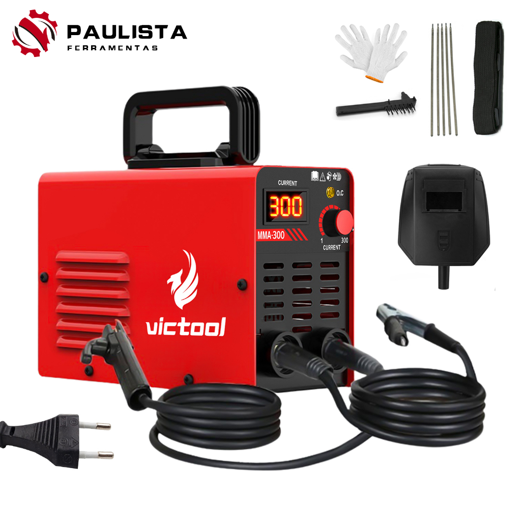 Máquina De Solda Inversora digital Portátil 220VMMA300 , Conjunto Completo De Peças Sobressalentes E 5 Hastes De Soldage