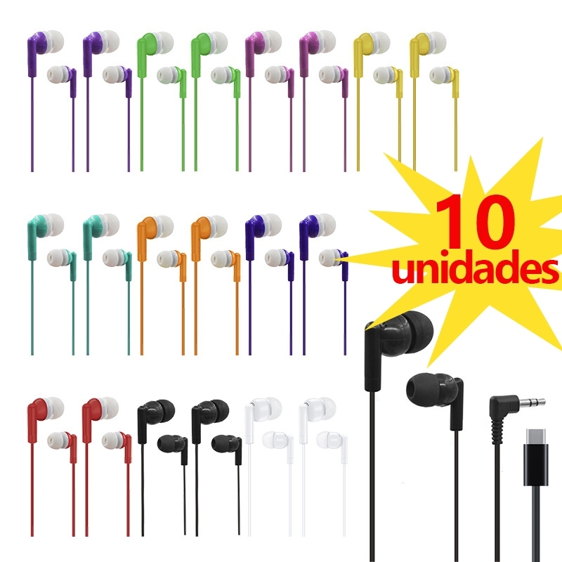 Conjunto de fone de ouvido com fio colorido 1/2/3/5/10 Interface P2 Colorful Promoção de escolha Ideal para festa e even