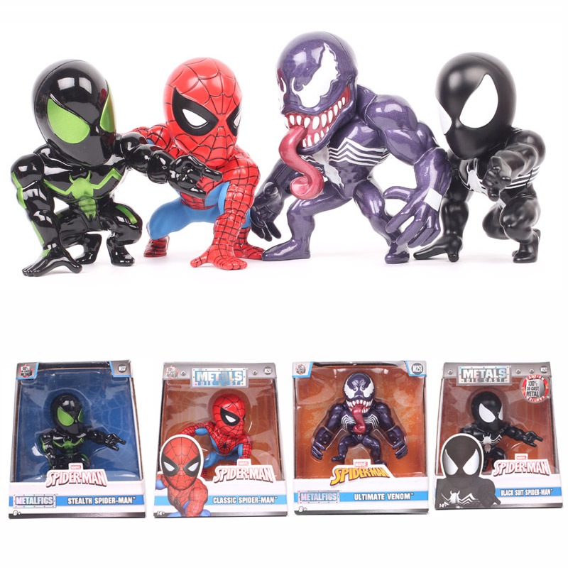 1 Peça Clássico Jada 4 Polegadas 10 Cm Marvel Spiderman Universe SSU Stealth Ultimate Venom Spider Gwen Metal Diecast Ac