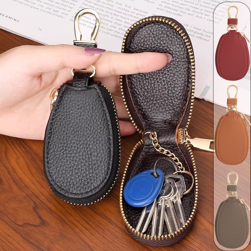 Bolsa Para Chaves De Motocicleta – Capa Com Zíper De Couro PU Bicicleta , Bloqueio De Disco E Pequenas Itens Essenciais
