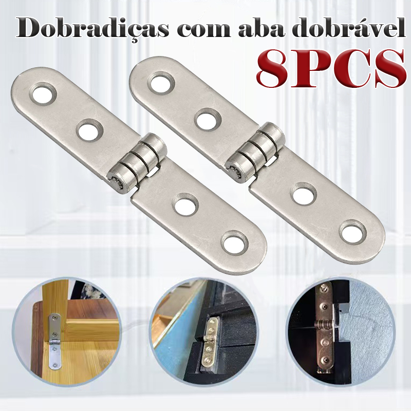 Kit com 4-8 Dobradiças de Aba de Liga 180° Para Máquinas, Móveis e Montagens de Ferragens