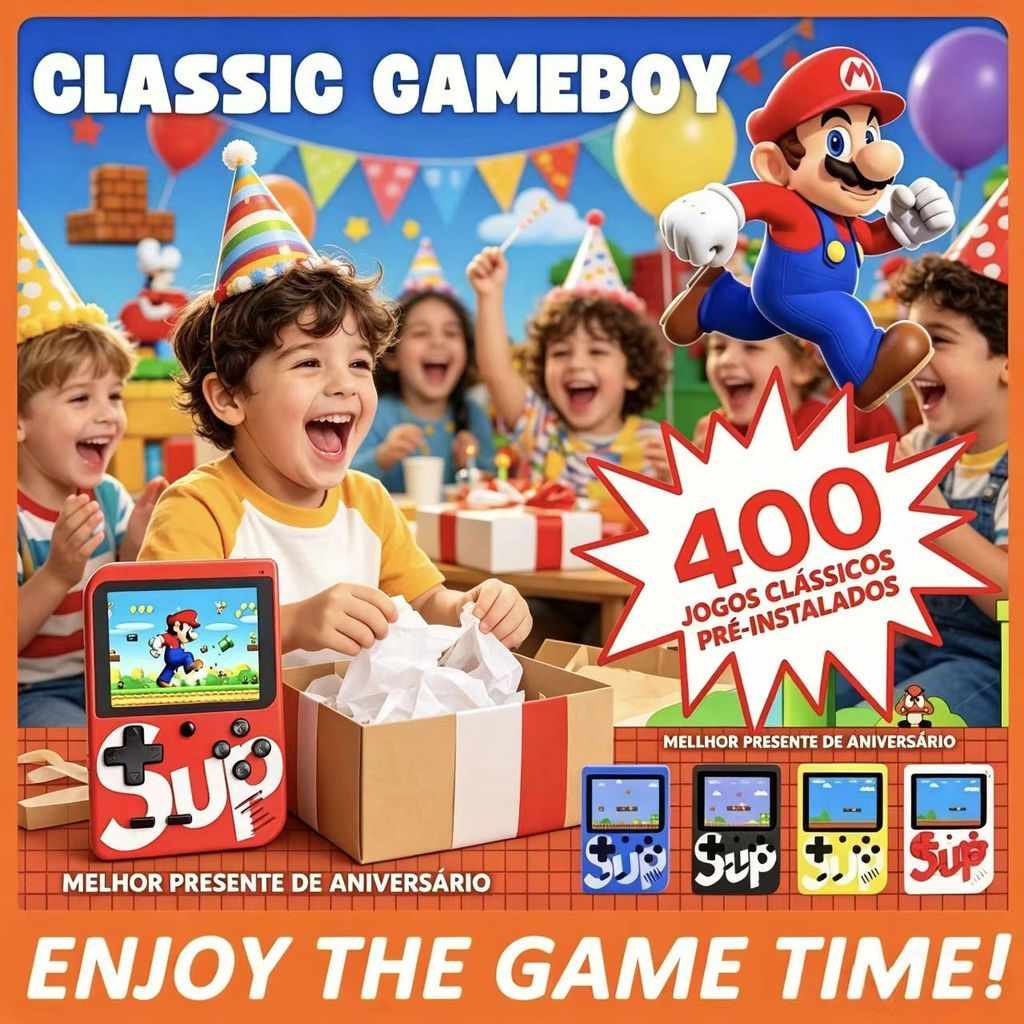 Mini Console de jogos retrô portátil Nintendo, inclui 400 jogos antigos dos anos 80