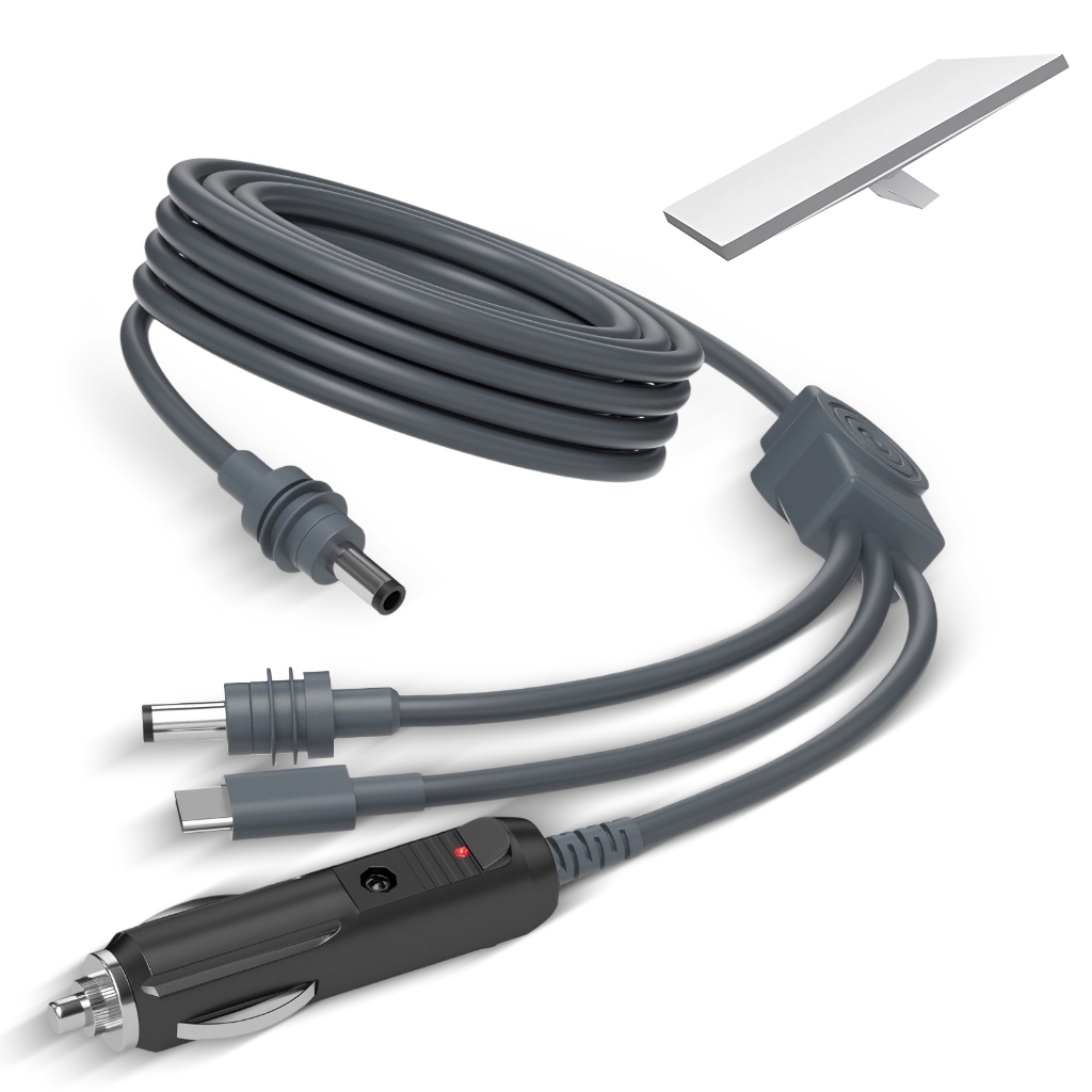 Multi Cabo Carregador 3 Em 1 Starlink Mini Usb-c Plug Dc E Isqueiro Para Carro + Powerbank + Celular + Fonte 12v 24v