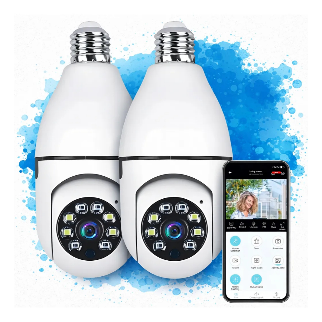 Câmera De Segurança Doméstica 2.4G Sem Fio 360 ° Rotação Full HD Com Controle De Aplicativo
