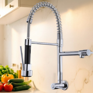Torneira Cozinha Premium Saídas Duplas, Função Rotativa, Bancada/Parede, Removível