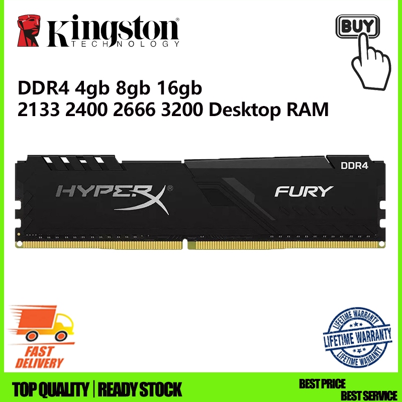 Kingston HyperX FURY RAM DDR4 4g 8g 16g 2133 2400 2666 3200 Mhz Desktop Memory PC Ram udimm dimm Memória De 288 Pinos