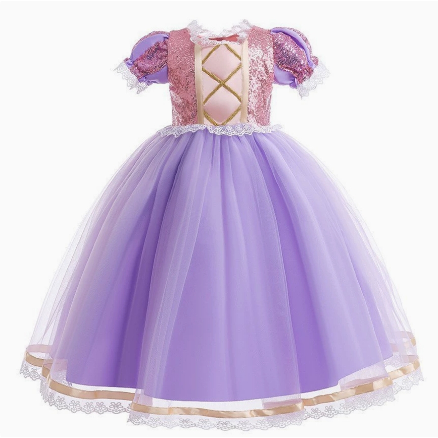 Vestido de princesa menina festa Rapunzel vestido de renda Pettiskirt vestido de menina