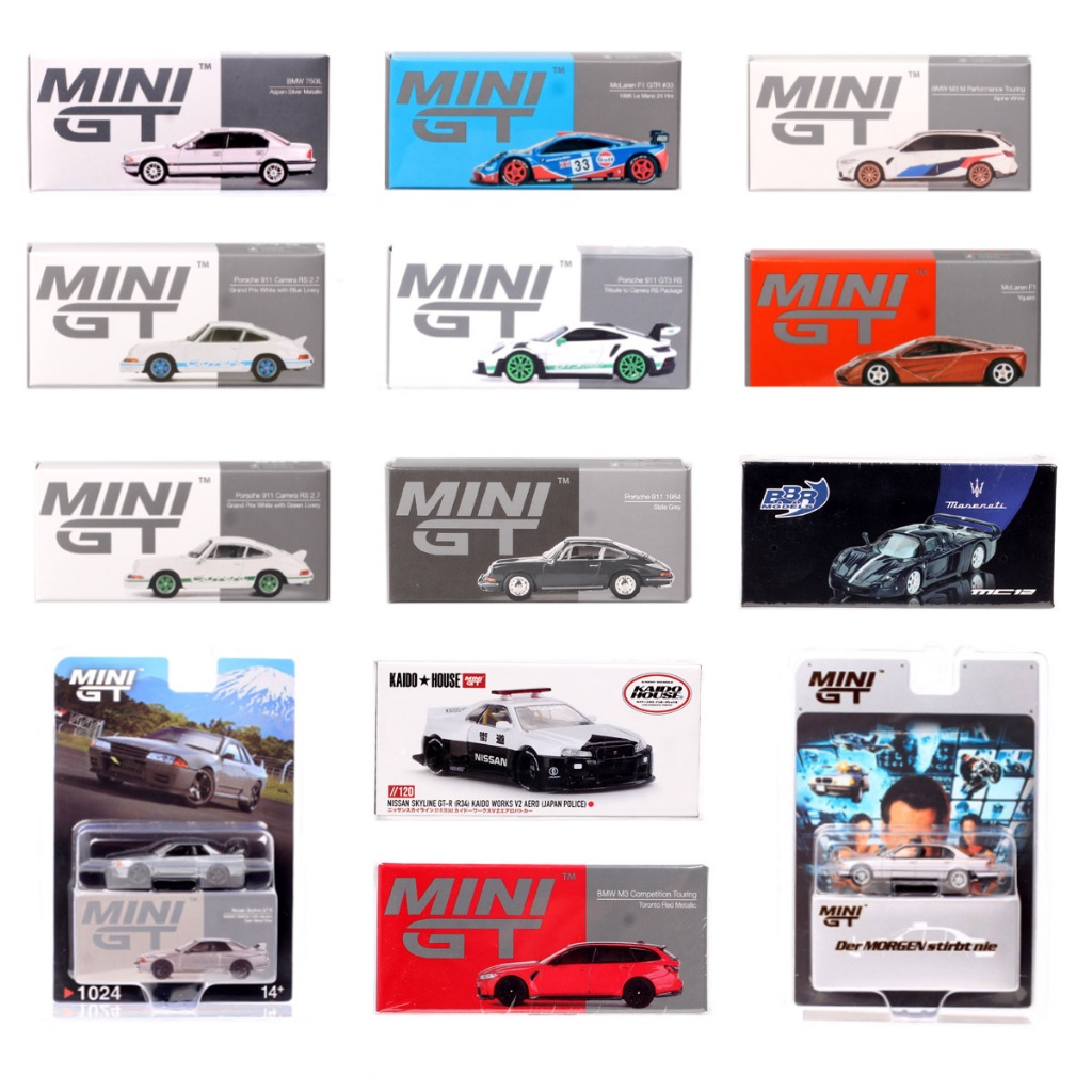 Minigt Escala 1/64 BMW 750IL E38 Maserati MC12 McLaren F1 Nissan Skyline GTR R34 Prosche 911 Honda Civic Modelo de Carro