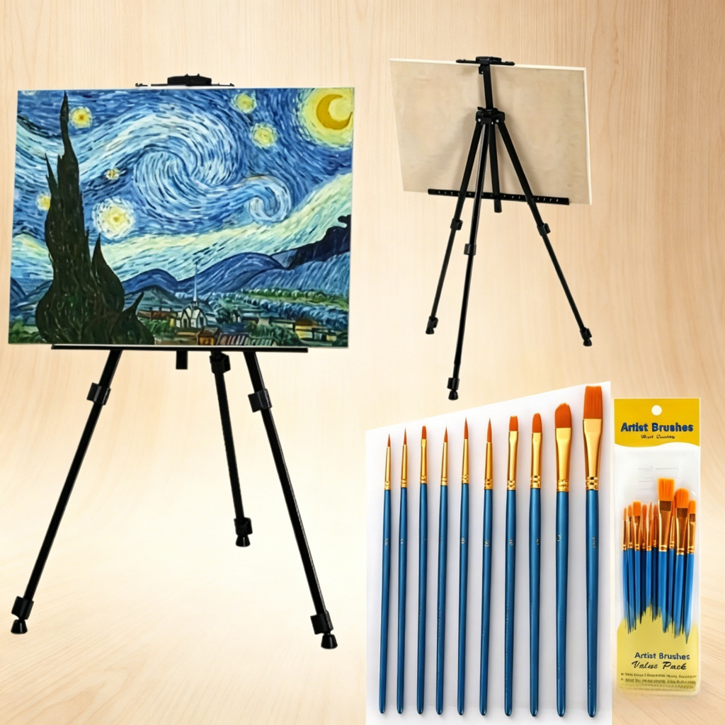 Cavalete Tripé de Pintura Profissional 1,60m Dobrável com Bolsa – Para Tela Grande, Aço Resistente 3kg