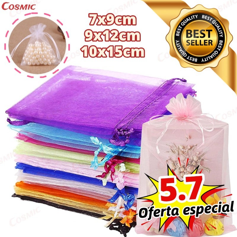 Kit 50/100 Un Saco Saquinho Organza Tule Festa Casamento Saco Para Lembrancinhas Batom Bolsa para guarda Natal