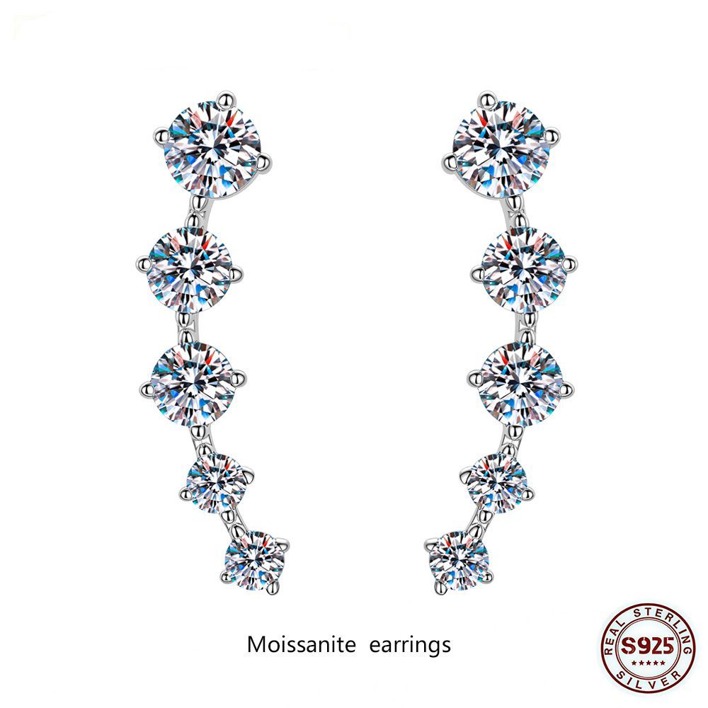 D Cor Moissanite Brincos S925 Prata Esterlina Brinco Para Mulher Dia Das Mães Festa Jóias Presente