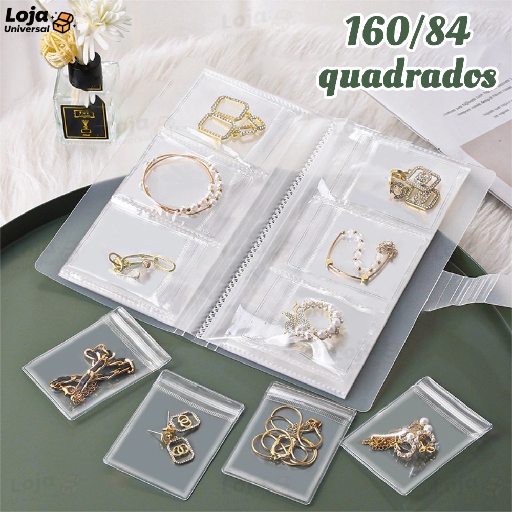 84/160 Grade Transparente Livro De Armazenamento De Jóias Auto Vedação Saco Para Colar Anel Foto Cartão Organizador-LU