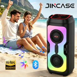 Caixa de som Bluetooth portátil com bateria de longa duração e iluminação ambiente RGB, perfeita para praias e festas