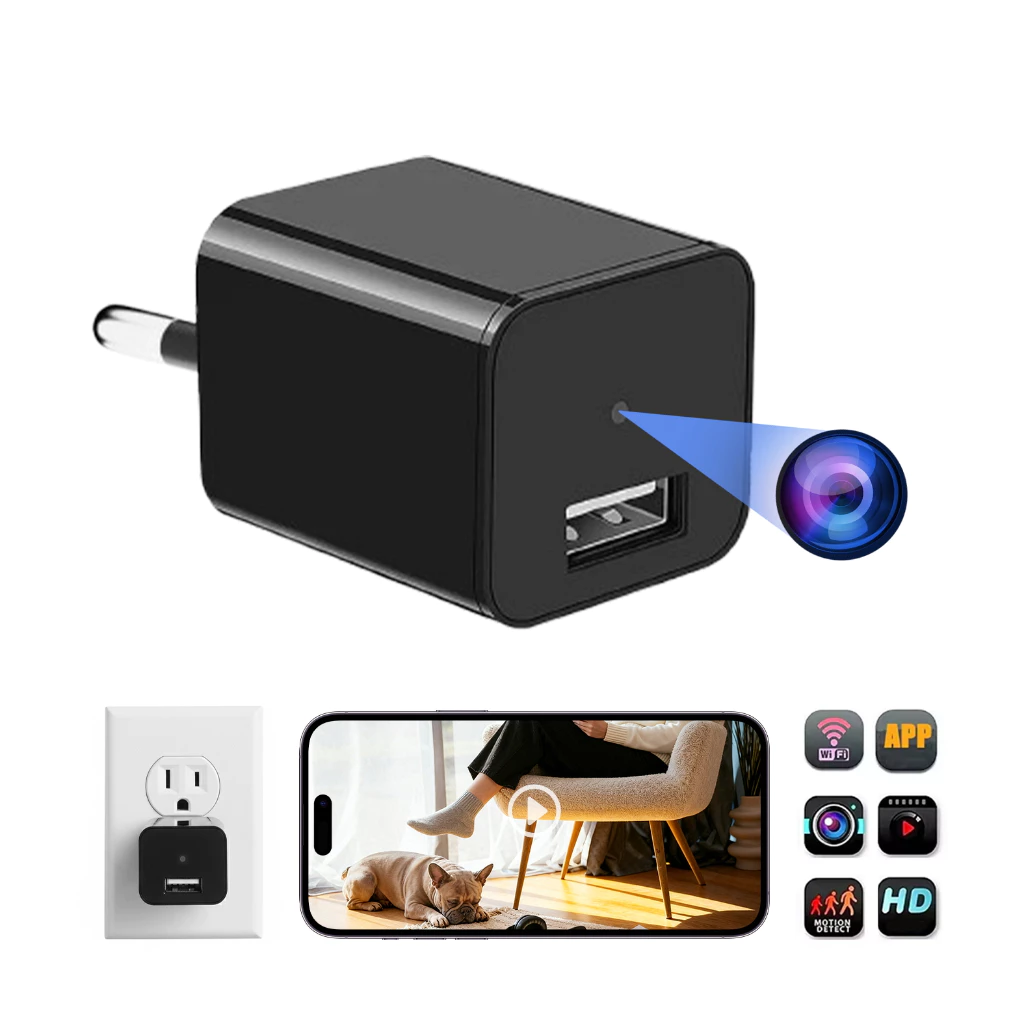 Plugue De Carregamento Wi-Fi Câmera Escondida APP Remota HD 1080P Câmera CCTV Mini Tomada Com Áudio