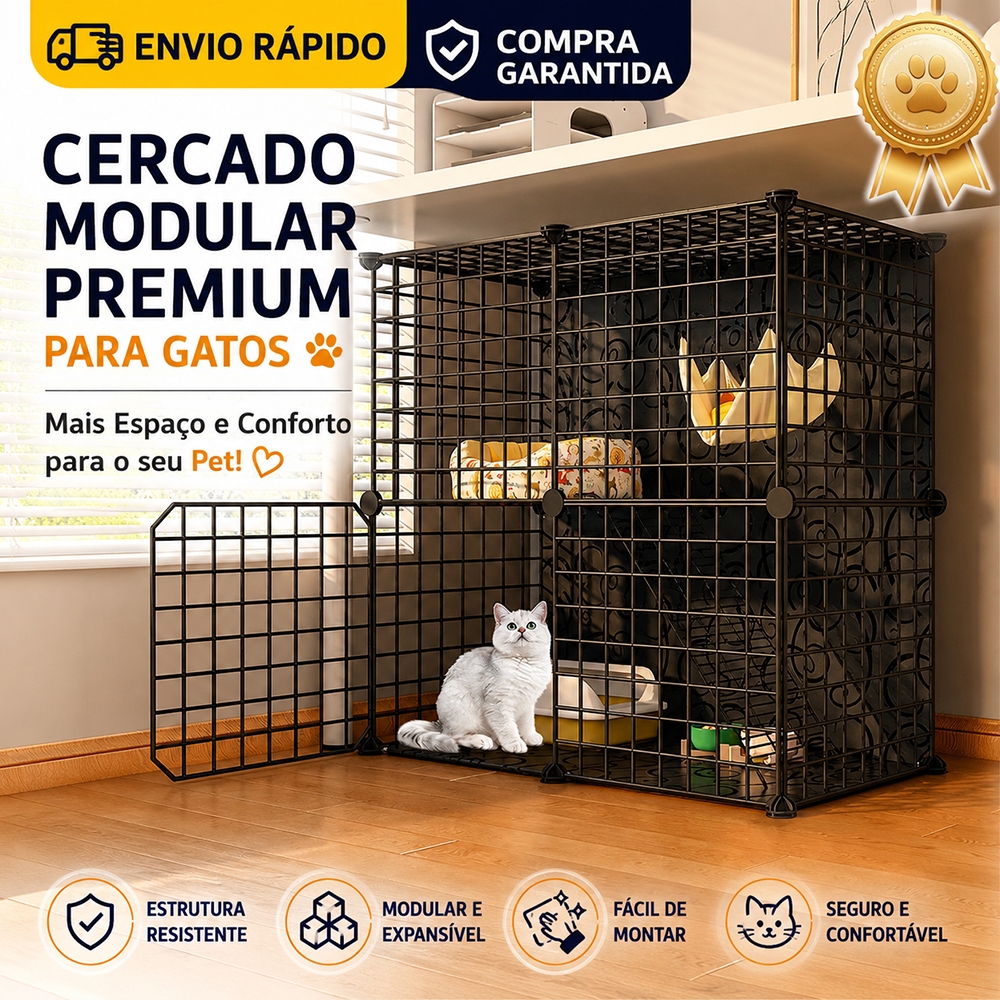 Viveiro Gaiola Para Gato 2 Andares Grande Espacoso Com Caminha Rede Montavel Cercado Pet Casa Para gatos
