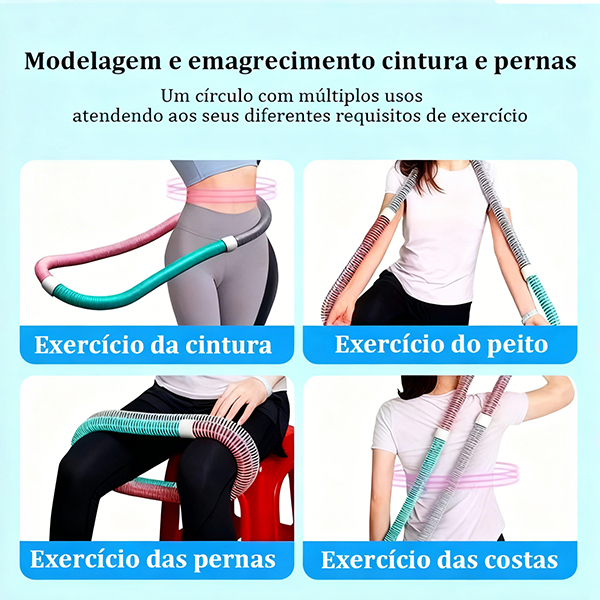 1.5kg Aro Hula Hoop Dobrável Fitness – Queima Gordura Cintura e Abdômen, Silencioso PVC Peso para Exercícios — imagem 2 de 2