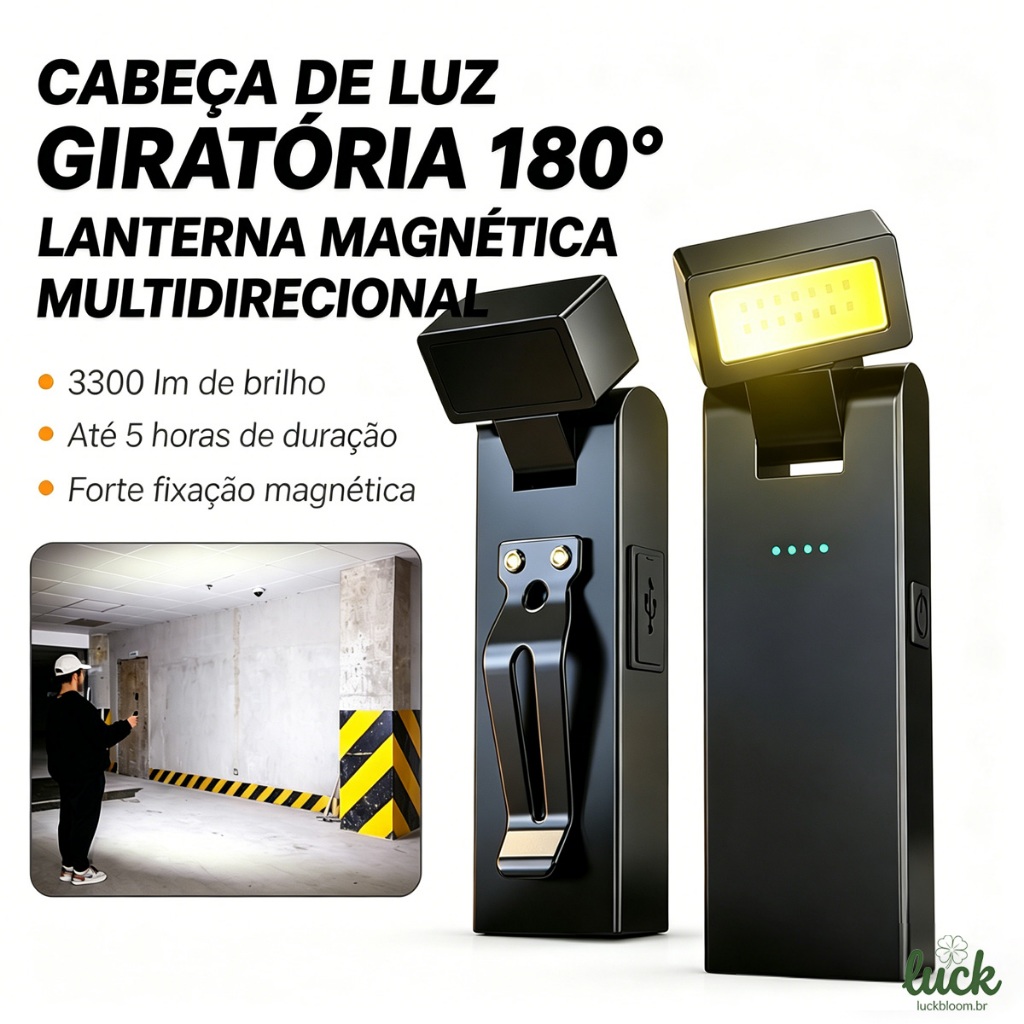 Luz de trabalho magnética recarregável lanterna cob adequada para trabalho noturno lâmpada de emergência