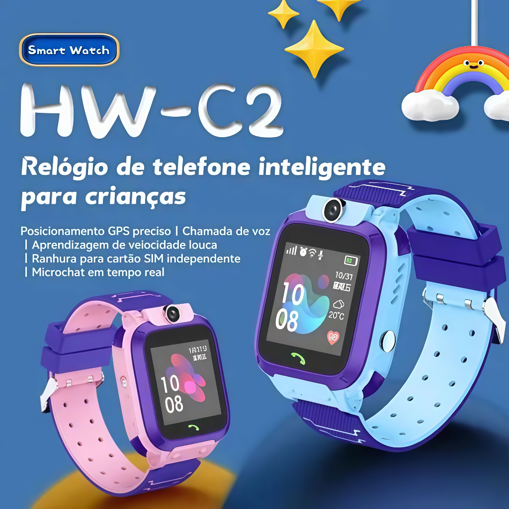 2G Smartwatch Relógio Inteligente Infantil GPS e Câmera Chamada SOS Rastreador para Crianças